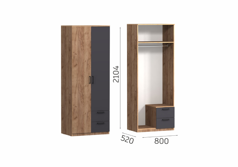 Шкаф 2-х дверный с ящиками СГ "Эконика" 